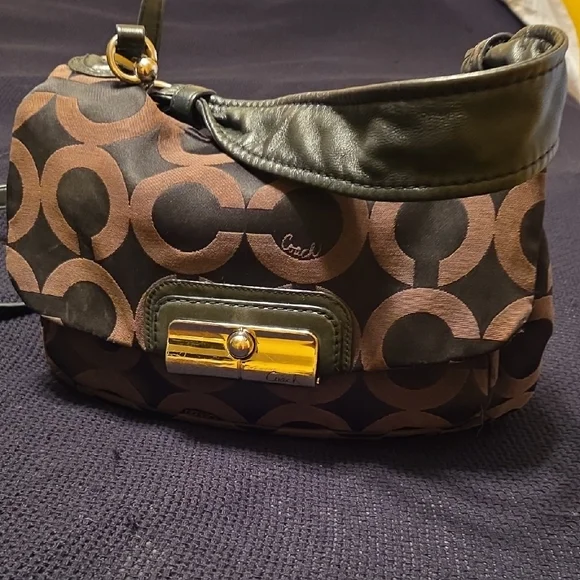 Coach Kristen Black and Brown Shoulder Bag, Removable Strap, 2 Hangtags - Picture 1 of 12